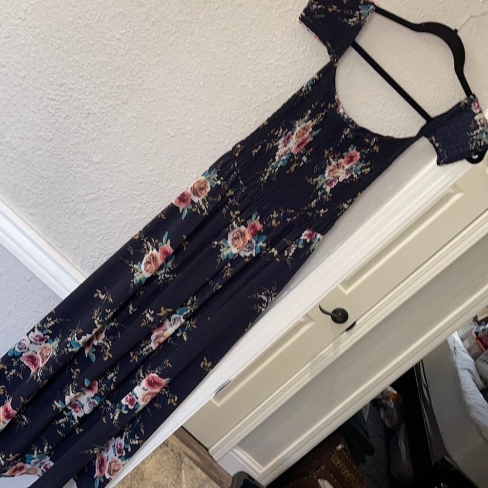 Floral off the shoulders high low dress size Large